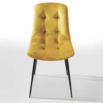 Immagine di una sedia imbottita modello Zara, con struttura in metallo e rivestimento in tessuto Giallo