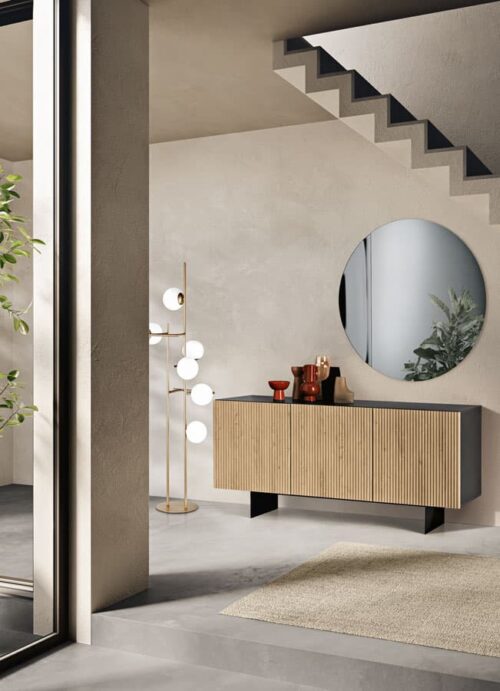 Madia Ronda - Design Moderno con Scocca in Nobilitato Antracite e Ante in MDF