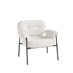 Poltrona in tessuto bouclè con struttura in metallo.