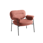 Poltrona in tessuto con struttura in metallo.